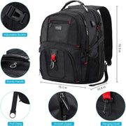 Extra Large Travel Backpack for Men Women: 17 in Laptop Backpacks for School, anti Theft TSA Travel Bag with USB Charging Port, Business Computer Bag (Black) - Lacatang Shop