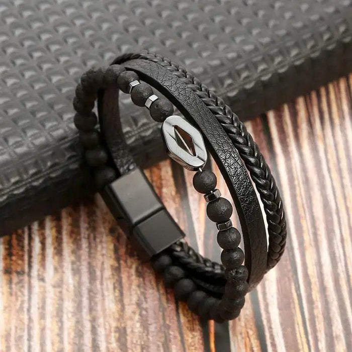 Classic Men's Leather Bracelet New Style Hand-woven Multi-layer Combination Accessory Fashion Man Jewelry Wholesale Dropshipping - Lacatang Shop