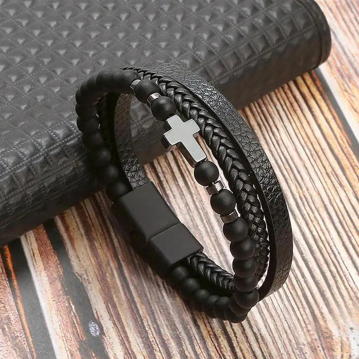 Classic Men's Leather Bracelet New Style Hand-woven Multi-layer Combination Accessory Fashion Man Jewelry Wholesale Dropshipping - Lacatang Shop