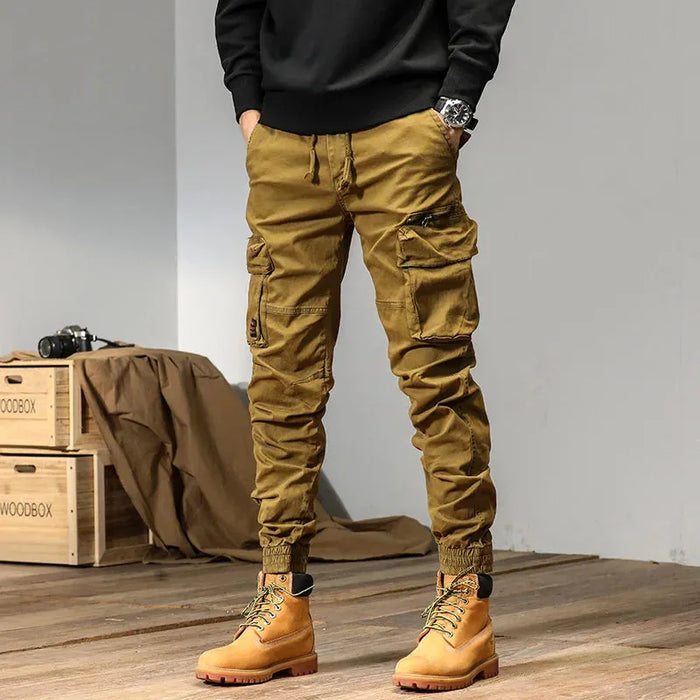 CAAYU Joggers Cargo Pants Mens Casual Y2k Multi-Pocket Male Trousers Sweatpants Streetwear Techwear Military Green Track Pants