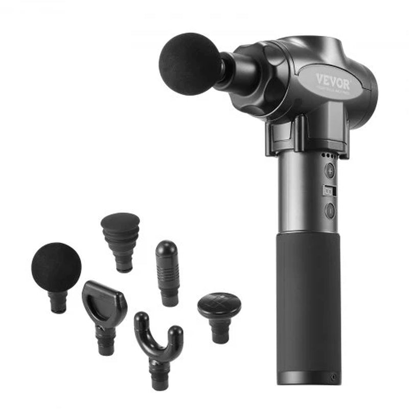 VEVOR Massage Gun Deep Tissue with 9 Speed Levels & 6 Massage Heads, 24V 2500mAh Batteries, Percussion Muscle Massager for Athletes, Handheld Electric Massage Gun for Pain Relief, Muscle Relaxation