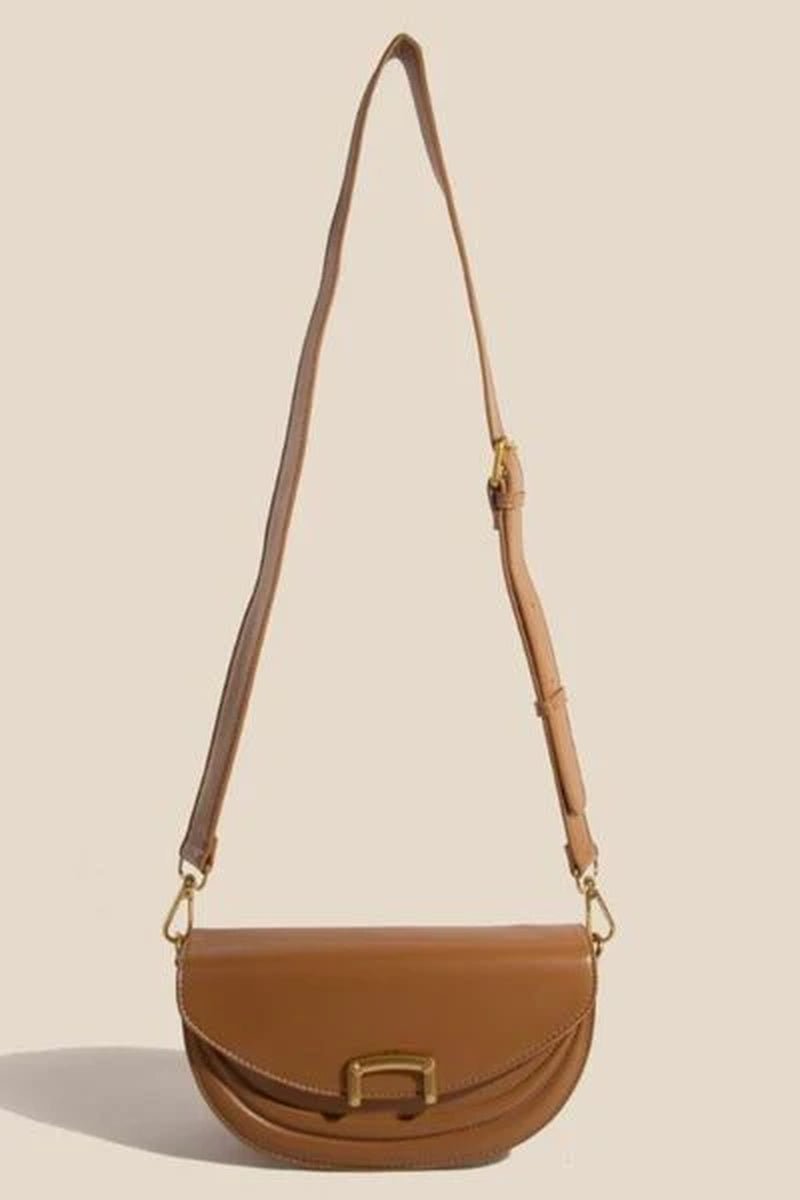 Fame Crescent Faux Leather Crossbody Bag - Lacatang Shop