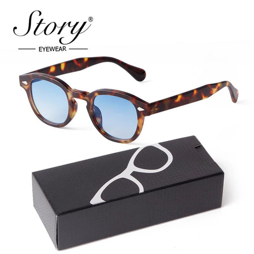 Fashion Gradient Blue Small Round Sunglasses for Women Men Brand Designer Vintage Tortoise Square Sun Glasses Lunettes De Soleil - Lacatang Shop