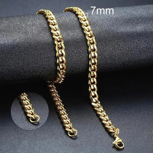 Vnox Cuban Chain Necklace for Men Women,Basic Punk Stainless Steel Curb Link Chain Chokers,Vintage Gold Color Solid Metal Collar - Lacatang Shop