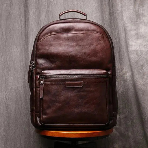 Genuine Leather Men Backpack - 14 Inch Laptop Travel School Backpack