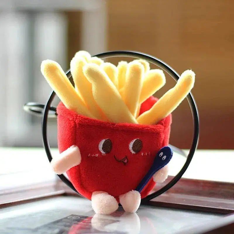 Hamburg Hot Dog Fries Bread Drumsticks Plush Pendant Keychain Creative Cartoon Bag Decoration Car Key Accessories For Girl Gift - Lacatang Shop