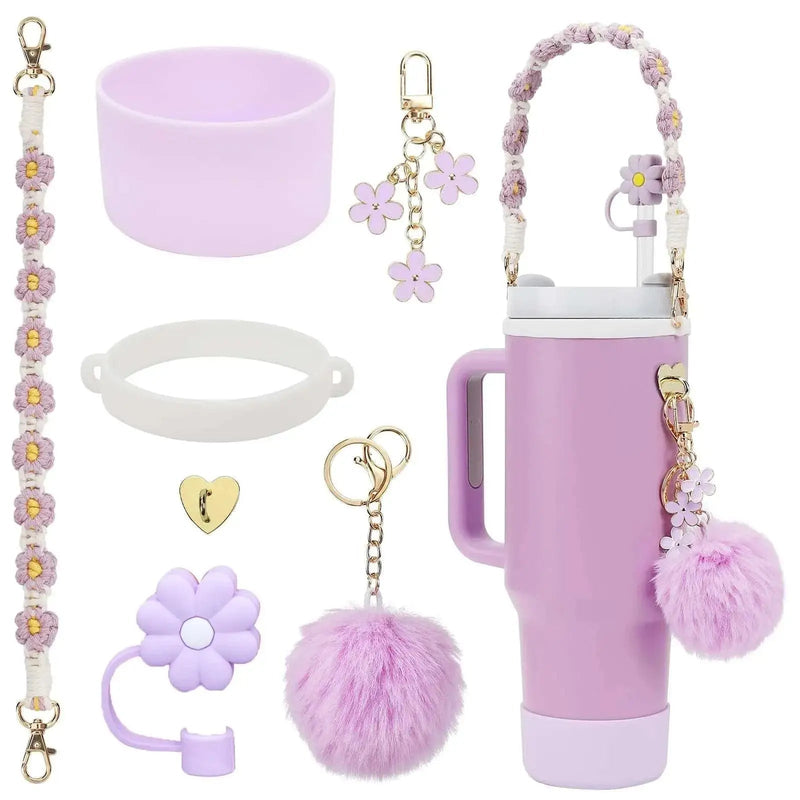 hand - made straw cap case Charm chain pendant lot Accessories Initial Keychain Handle for Stanley cup bottle Tumbler for Women - Lacatang Shop