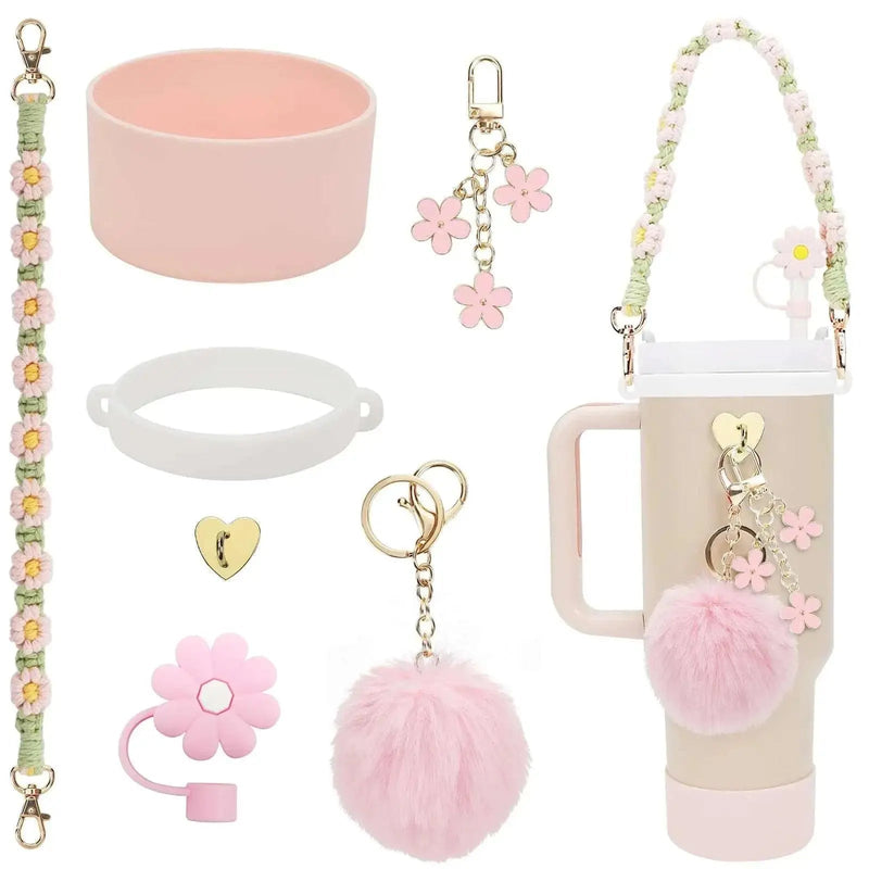 hand - made straw cap case Charm chain pendant lot Accessories Initial Keychain Handle for Stanley cup bottle Tumbler for Women - Lacatang Shop