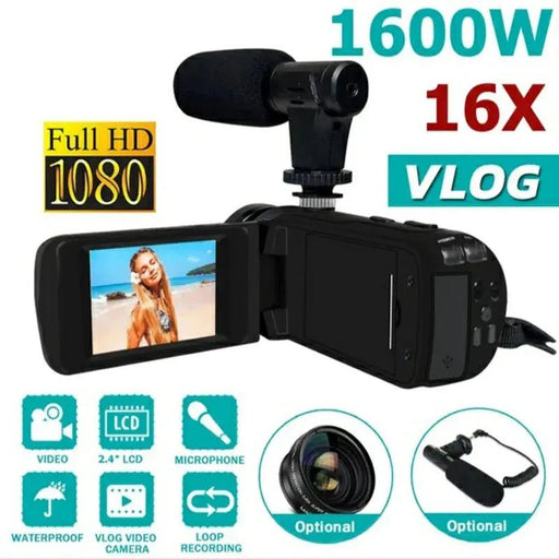 HD 1080P Professional Digital Video Camera With Mic 16 Million Pixels DV Audio Multifunction Anti - shaking Photographic Machine - Lacatang Shop