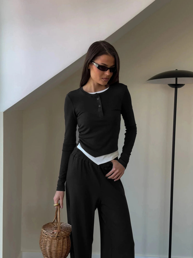 Hirsionsan Modal Soft Loose Sets Women 2025 Casual Two Pieces Long Sleeve T Shirts and High Waist Dresses Outfits Tracksuit AliExpress