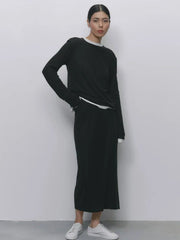 Hirsionsan Modal Soft Loose Sets Women 2025 Casual Two Pieces Long Sleeve T Shirts and High Waist Dresses Outfits Tracksuit - Lacatang Shop