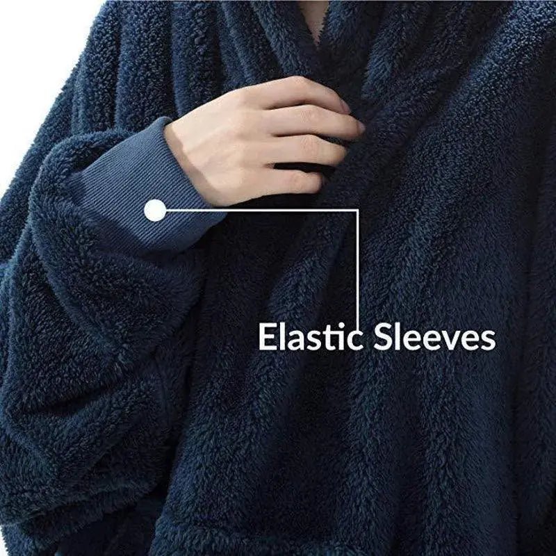 Hoodie Sweatshirt with Big Pocket Tops Sweater Comfortable Loose Double - Sided Fleece Thicker Wearable Blanket - Lacatang Shop