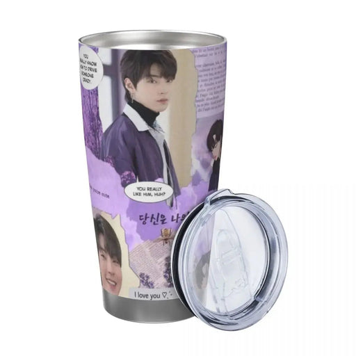 Hwang In Yeop 20oz Stainless Steel Car Mug Straw Thermal Iced Travel Cup Vacuum Insulated Coffee Hot Cup - Lacatang Shop