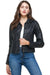 Double Buckle High Neck Vegan Leather Biker Jacket - Lacatang Shop