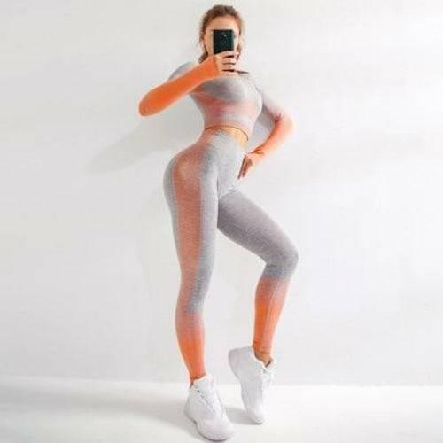 EP Sport Set Women Seamless Yoga Set Women Gym Clothes Long Sleeve - Lacatang Shop