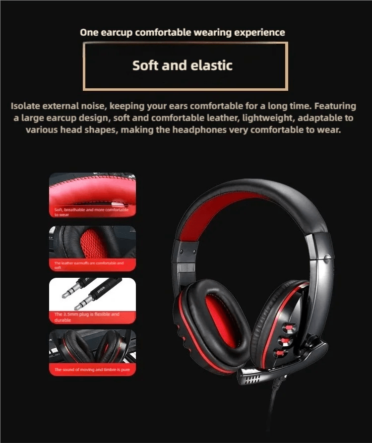 JBJW 722 Esports Headphone 3D Surround Stereo with Microphone Volume Control Headset 3.5mm PC/PS4 Earphone for Gamer Net bar - Lacatang Shop