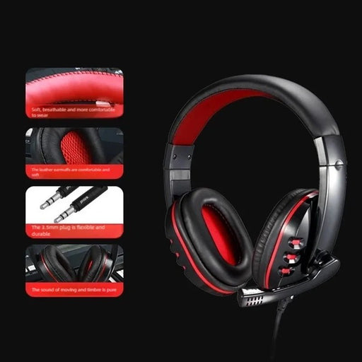 JBJW 722 Esports Headphone 3D Surround Stereo with Microphone Volume Control Headset 3.5mm PC/PS4 Earphone for Gamer Net bar - Lacatang Shop