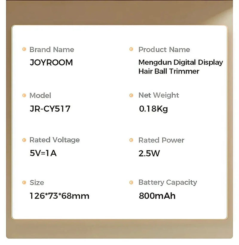 Joyroom Electric Lint Remover for Clothing Portable Hair Ball Trimmer Rechargeable Fabric Shaver 3 - Speeds with Digital Display - Lacatang Shop