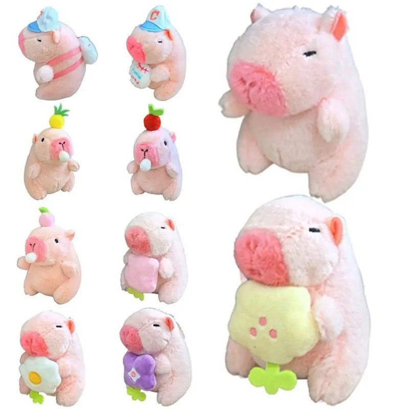 Kawaii Pink Plush Capybara Keychain Cartoon Capybara Pendant Cute Stuffed Animals Fluffty Animal Doll Accessories Bag Decoration - Lacatang Shop