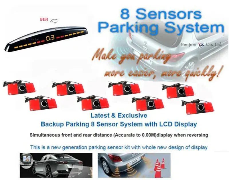 Koorinwoo LCD Parktronics Original 4/6/8 Sensors 16.5MM Car Automobile Reversing Radars Detector Parking Assistance Radar Alert - Lacatang Shop