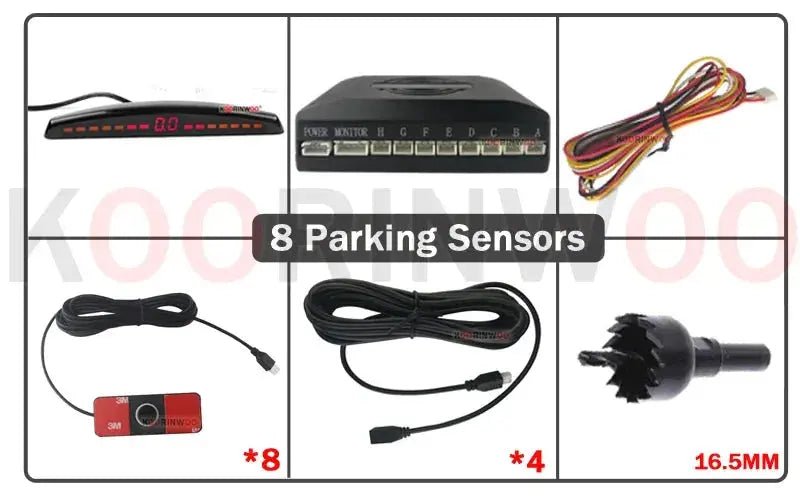 Koorinwoo LCD Parktronics Original 4/6/8 Sensors 16.5MM Car Automobile Reversing Radars Detector Parking Assistance Radar Alert - Lacatang Shop