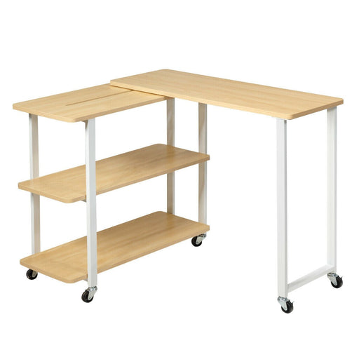 L-Shape 360° Rotating Computer Desk Corner Table for Home Office
