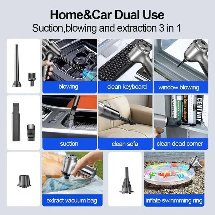 Car Vacuum Cleaner Portable Wireless Vacuum Cleaner 95000PA Strong Suction Handheld Vacuum Cleaner Powerful Blower for Car Home - Lacatang Shop