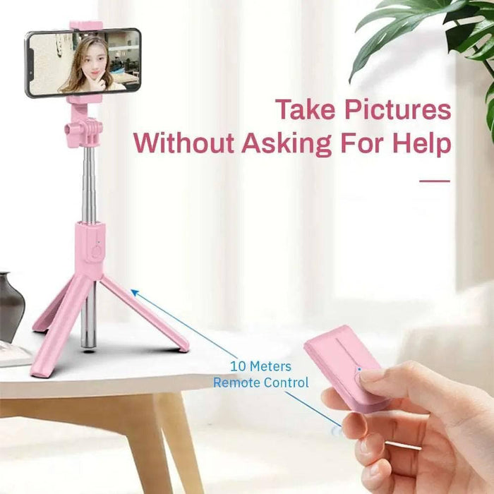 4In1 Wireless Bluetooth Compatible Selfie Stick LED Ring Light Extendable Handheld Monopod Live Tripod for Iphone 15 14 13 - Lacatang Shop