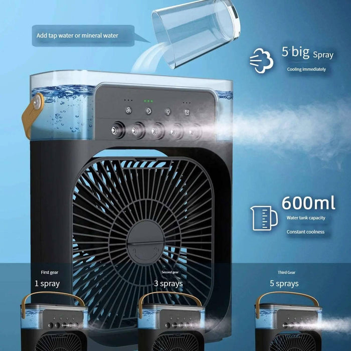 Portable Air Conditioner Fan Household Small Air Cooler Humidifier Hydrocooling Fan Portable Air Adjustment for Office 3 Speed - Lacatang Shop