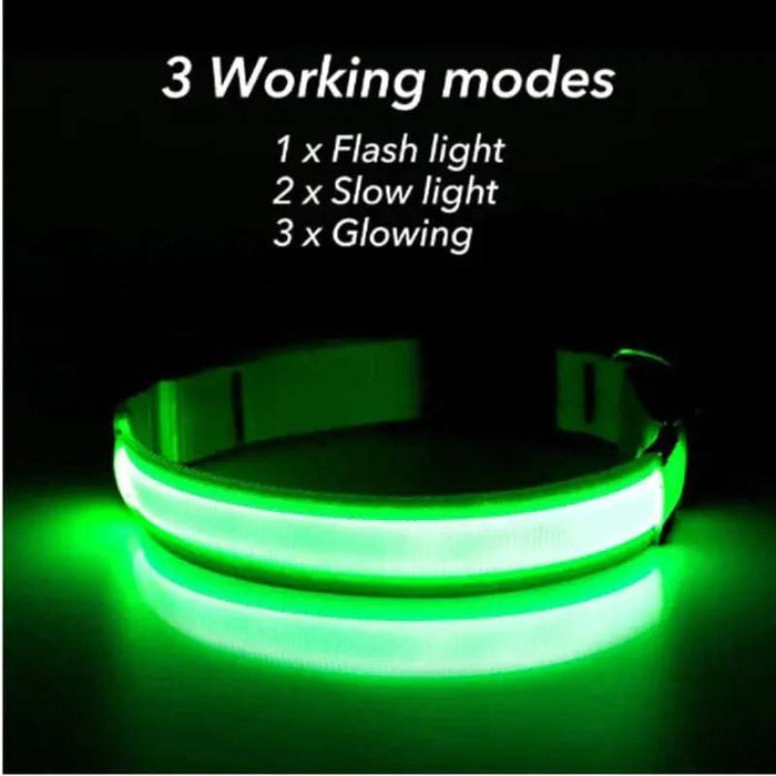 LED Adjustable Dog Collar Blinking Flashing Light up Glow Pets Safety Waterproof - Lacatang Shop