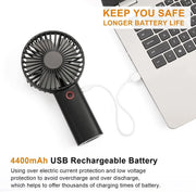 Portable Handheld Fan with 4400mAh Rechargeable Battery, Long Working Time - Ideal for Outdoor Activities Portable Handheld Fan 4400mAh Rechargeable - Perfect for Outdoors  AliExpress Lacatang Shop 