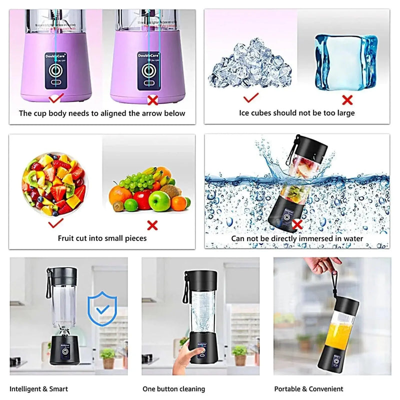 Portable Blender Cup,Electric USB Juicer Blender,Mini Blender Portable Blender for Shakes and Smoothies, Juice,380Ml, Six Blades Great for Mixing, 380ml Portable USB Blender Cup for Smoothies & Shakes - Mini Mixer  AliExpress Lacatang Shop 