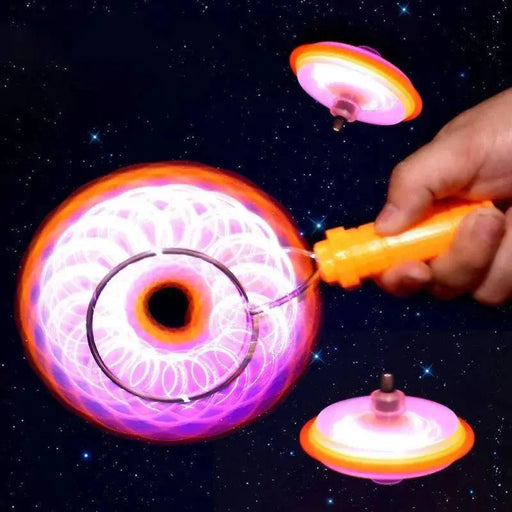 Colorful LED Magnetic Spinning Top Toy for Children with Hand Crank and Luminous Effects