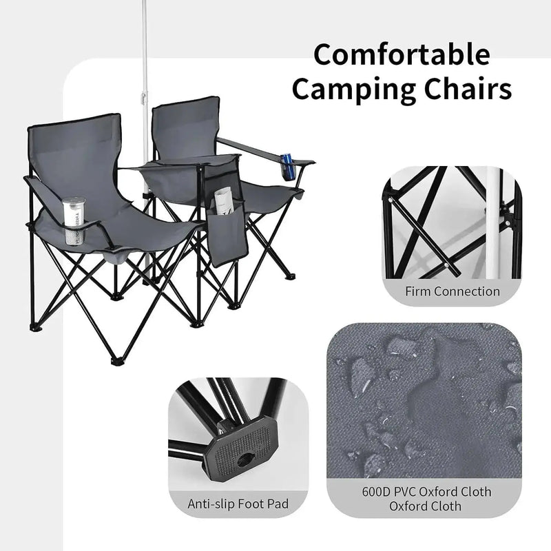 Portable Folding Picnic Double Chair W/Umbrella Table Cooler Beach Camping Chair for Patio Pool Park Outdoor 

Create Ultimate Outdoor Comfort with Folding Picnic Chair Set - Durable & Versatile Double Chair with Umbrella, Table & Cooler   AliExpress Lacatang Shop 