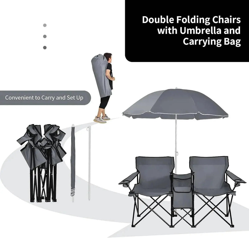 Portable Folding Picnic Double Chair W/Umbrella Table Cooler Beach Camping Chair for Patio Pool Park Outdoor 

Create Ultimate Outdoor Comfort with Folding Picnic Chair Set - Durable & Versatile Double Chair with Umbrella, Table & Cooler   AliExpress Lacatang Shop 