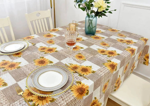 Indoor Outdoor Patio Premium Vinyl Rectangular Tablecloth, Flannel Backing, Spill Proof Wipeable Cover for Dining Table, Sunflowers Pattern, for Tables up to 60 X 84 Inch 

Protect Your Outdoor Dining Table with Our Sunflowers Tablecloth - Spill Proof and Wipeable, Fits up to 60 x 84 Inch Tables  AliExpress Lacatang Shop 