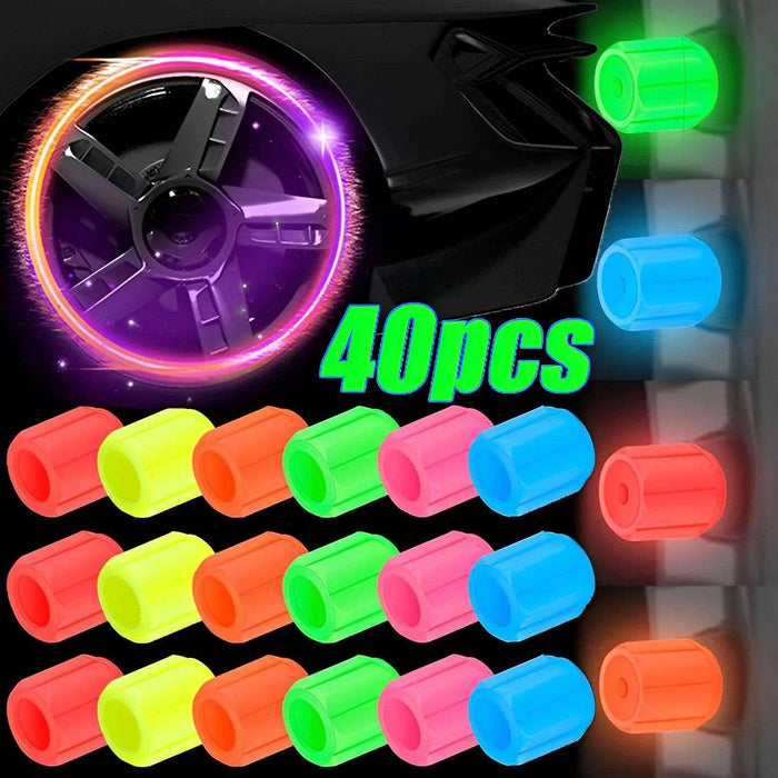 10-40PCS Car Luminous Tire Valve Cap Motorcycle Bike Wheel Nozzle Night Glowing Fluorescent Decor Tyre Valve Stem Luminous Caps - Lacatang Shop