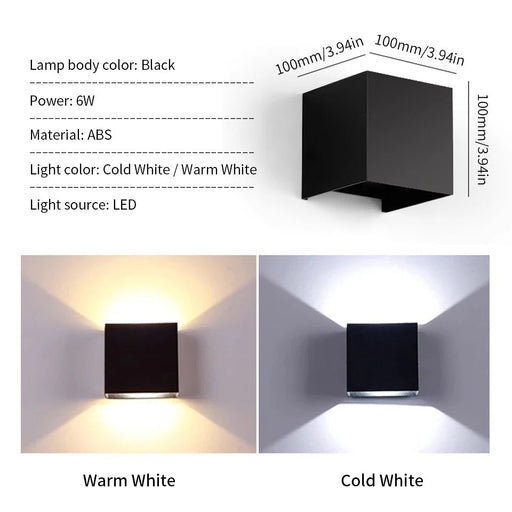 LED Modern Wall Lamp AC110V 220V 6W Cold White/Warm White Adjustable Surface Mounted Cube Led Garden Porch Light Indoor Outdoor - Lacatang Shop
