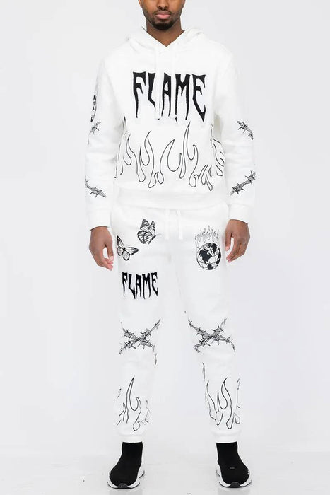 Chenille Flame Sweat Suit - Lacatang Shop