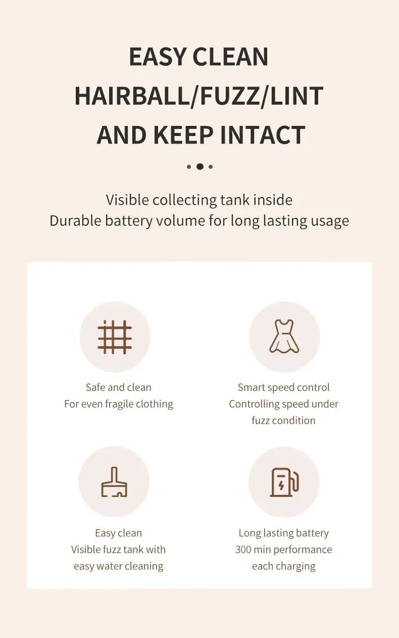 Lint Remover for Clothing Electric Pellet Fluff Remover Rechargeable Portable Fabric HairBall Shaver Removes Lint from Clothes - Lacatang Shop