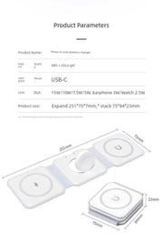 MagSafe Three - in - One Wireless Charger for Apple 15promax Mobile Phone Magnetic Iphone14/13/12 Watch AppleWatch Base Iwatchs9 Bracket Two - in - One Qi2 - Lacatang Shop