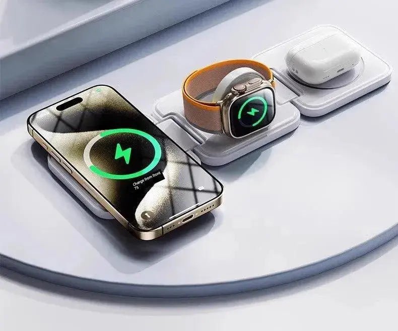MagSafe Three - in - One Wireless Charger for Apple 15promax Mobile Phone Magnetic Iphone14/13/12 Watch AppleWatch Base Iwatchs9 Bracket Two - in - One Qi2 - Lacatang Shop