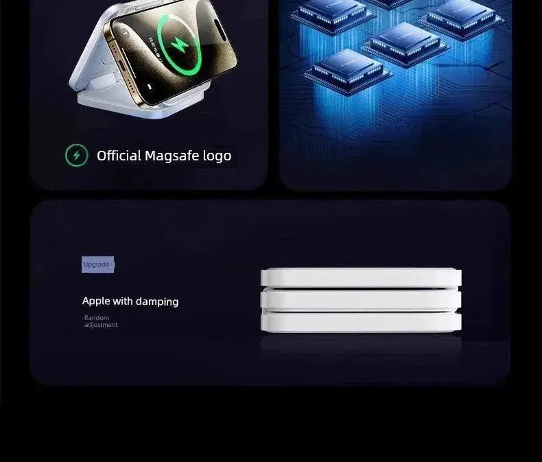 MagSafe Three - in - One Wireless Charger for Apple 15promax Mobile Phone Magnetic Iphone14/13/12 Watch AppleWatch Base Iwatchs9 Bracket Two - in - One Qi2 - Lacatang Shop
