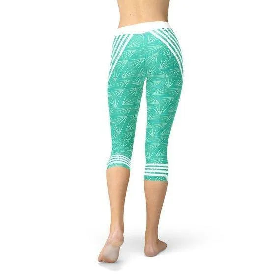 Turquoise Sports Capri Leggings - Lacatang Shop