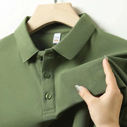 Men's Solid Color Casual Fashion Short Sleeve Polo Shirt Summer Comfortable Top for Business And Leisure - Lacatang Shop