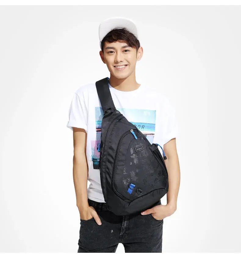 Mixi Fashion Backpack for Men One Shoulder Chest Bag Male Messenger Boys College School Bag Travel Causal Black 17 19 inch - Lacatang Shop