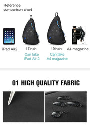 Mixi Fashion Backpack for Men One Shoulder Chest Bag Male Messenger Boys College School Bag Travel Causal Black 17 19 inch - Lacatang Shop