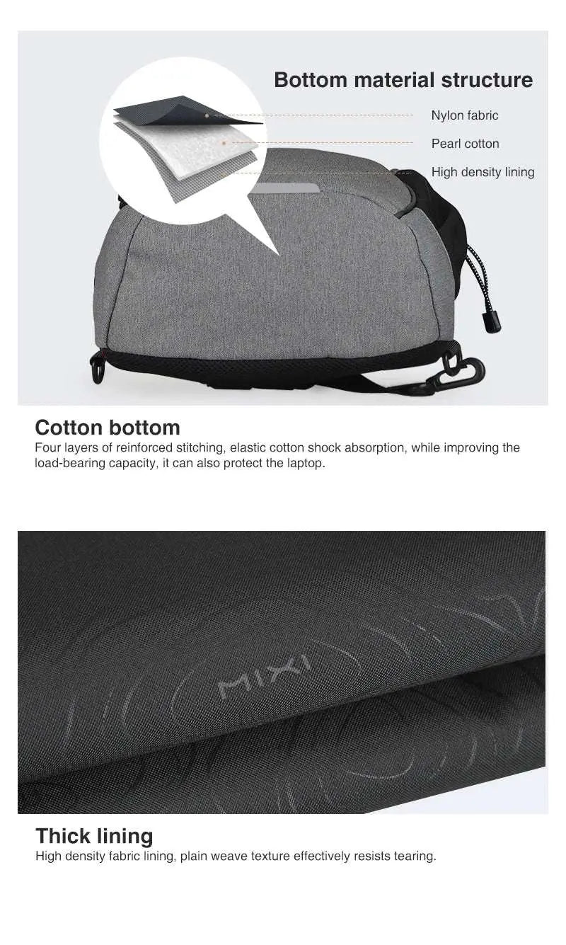 Mixi Fashion Backpack for Men One Shoulder Chest Bag Male Messenger Boys College School Bag Travel Causal Black 17 19 inch - Lacatang Shop