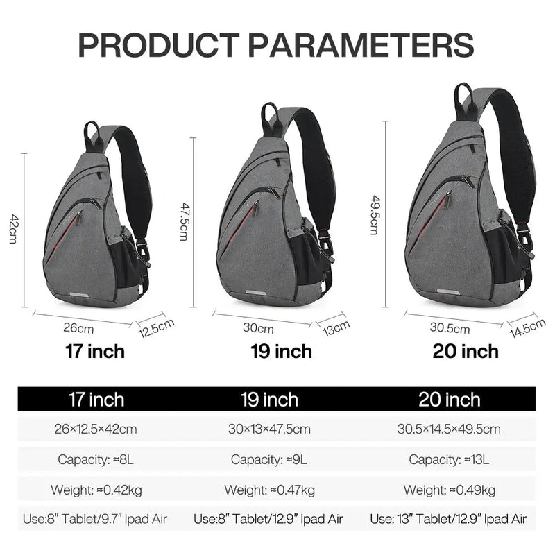 Mixi Men One Shoulder Backpack Women Sling Bag Crossbody USB Boys Cycling Sports Travel Versatile Fashion Bag Student School - Lacatang Shop