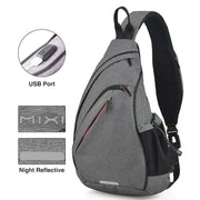 Mixi Men One Shoulder Backpack Women Sling Bag Crossbody USB Boys Cycling Sports Travel Versatile Fashion Bag Student School - Lacatang Shop